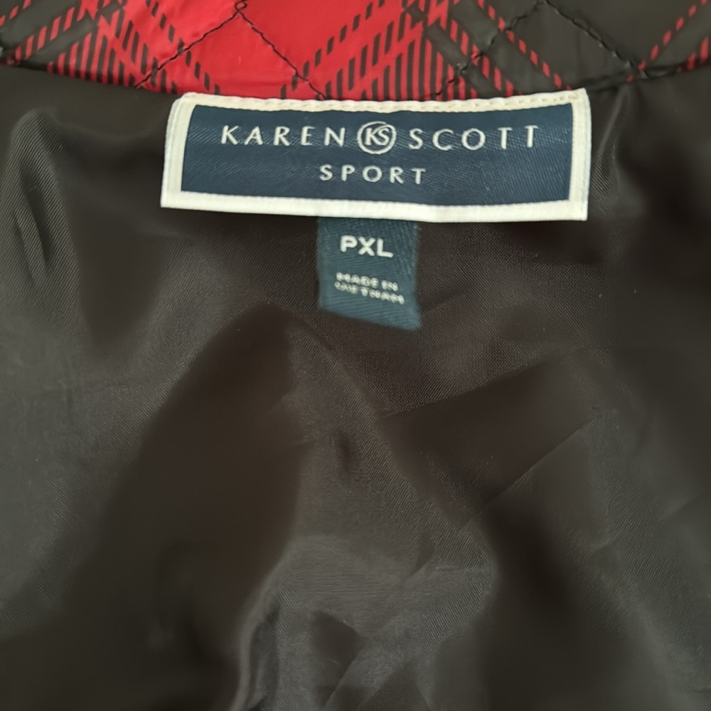 Karen Scott Petite Plaid Lightweight Puffer Vest EUC Size PXL - Picture 8 of 9